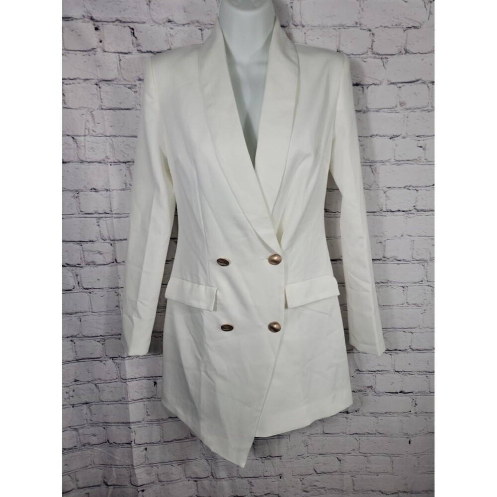 Womens Pretty Little Things White Gold Button Blazer Dress Size 0